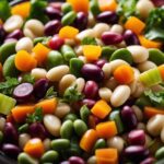 Colorful Dense Bean Salad for a Type 2 Diabetic designed for type 2 diabetics, filled with kidney beans, chickpeas, and fresh veggies